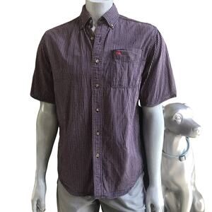 Carhartt Checkered Blue Red Short Sleeve Button Down Cotton Shirt Men's Size M